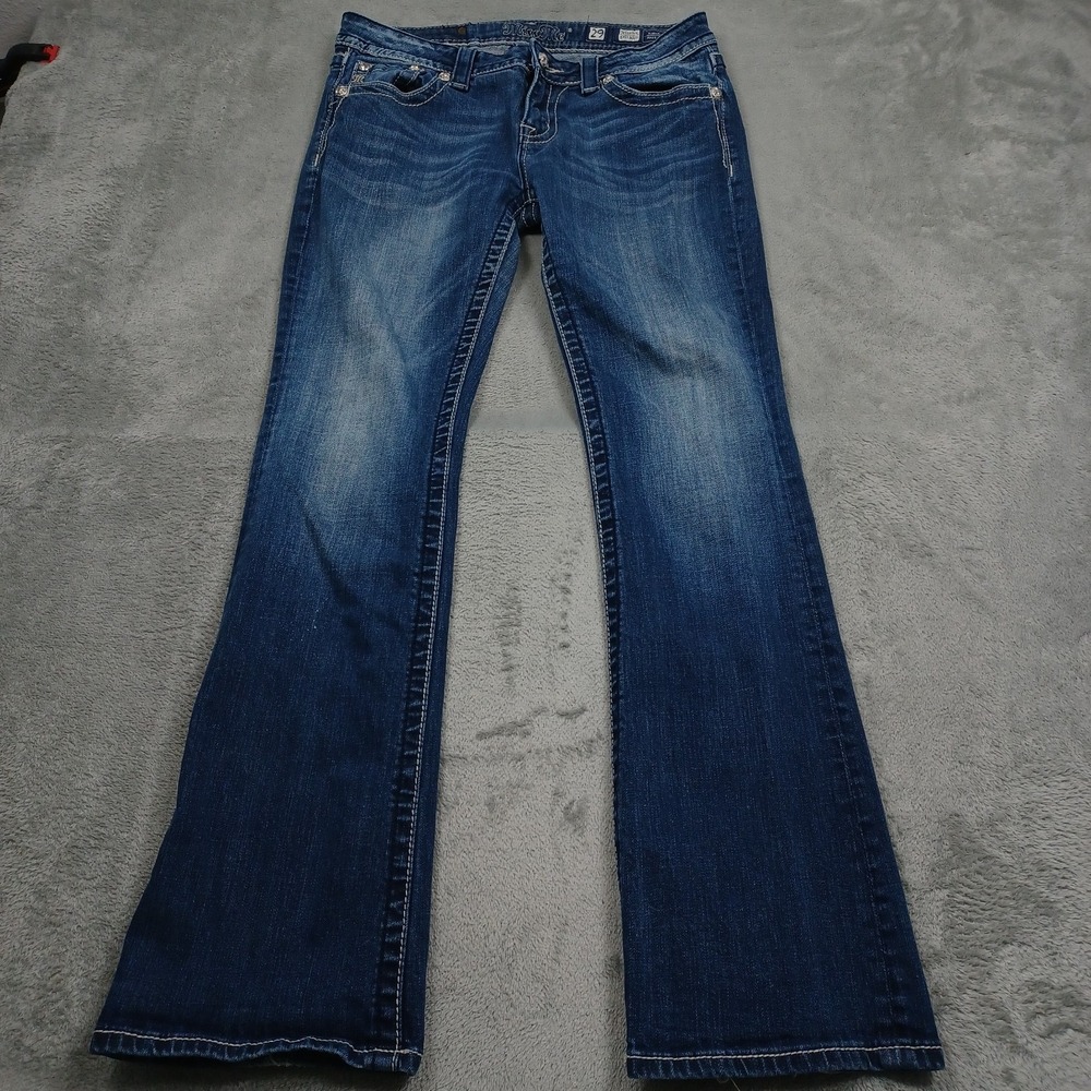 Miss Me Jeans Womens 29 Blue Denim Easy Bootcut Pockets Rhinestones
